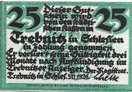 Аверс банкноты 25 fenigów (Niemcy) 1920