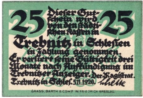 Аверс банкноты 25 fenigów (Niemcy) 1920
