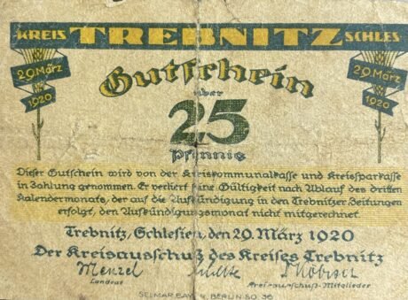 Аверс банкноты 25 fenigów (Niemcy) 1920