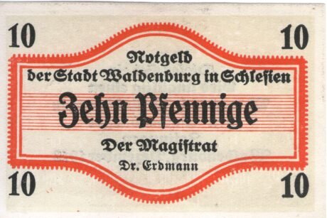 Аверс банкноты 10 fenigów (Niemcy) 1919