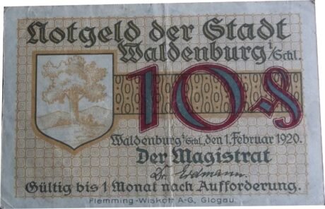 Аверс банкноты 10 fenigów (Niemcy) 1920