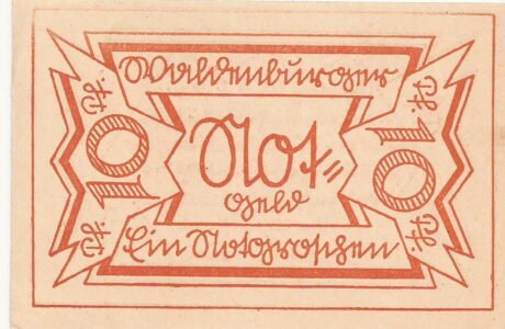 Аверс банкноты 10 fenigów (Niemcy) 1921