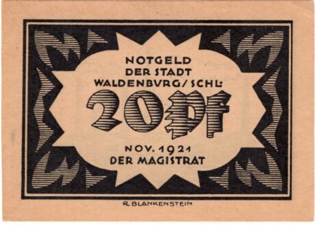 Аверс банкноты 20 fenigów (Niemcy) 1921