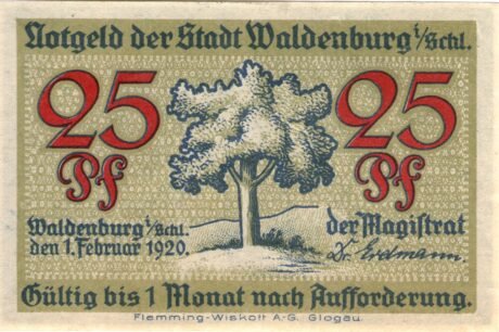 Аверс банкноты 25 fenigów (Niemcy) 1920