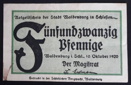Аверс банкноты 25 пфеннигов (Германия) 1920 года