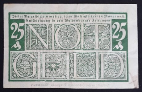 Реверс банкноты 25 пфеннигов (Германия) 1920 года