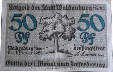 Аверс банкноты 50 fenigów (Niemcy) 1920