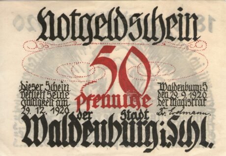 Аверс банкноты 50 fenigów (Niemcy) 1920