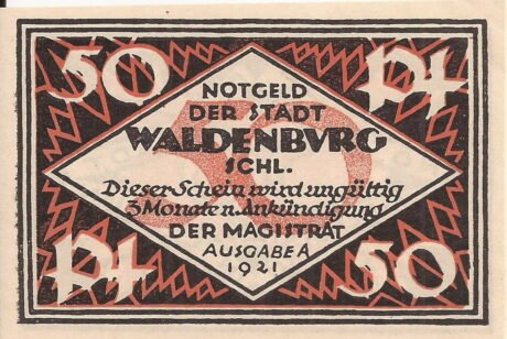 Аверс банкноты 50 fenigów (Niemcy) 1921