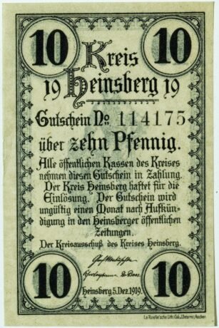 Аверс банкноты 10 пфеннигов (Германия) 1919 года