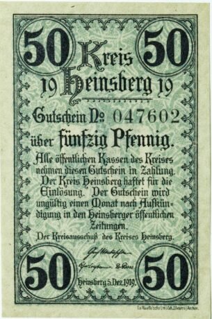 Аверс банкноты 50 пфеннигов (Германия) 1919 года