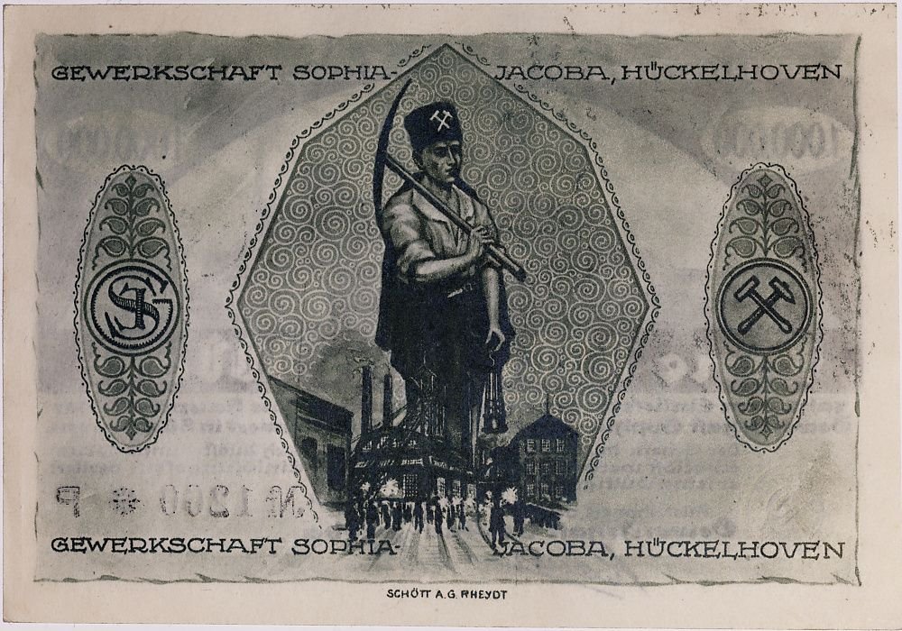 Реверс банкноты 1000000 марок Gewerkschaft Sophia-Jacoba (Германия) 1923 года