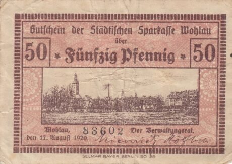 Аверс банкноты 50 fenigów (Niemcy) 1920