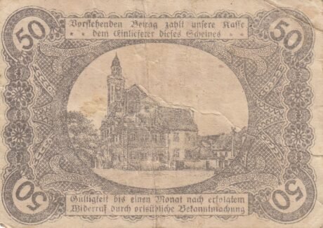Реверс банкноты 50 fenigów (Niemcy) 1920