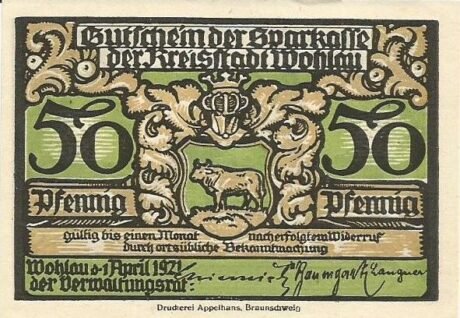 Аверс банкноты 50 fenigów (Niemcy) 1921