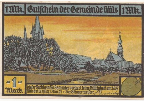 Аверс банкноты 1 marka (Niemcy) 1921