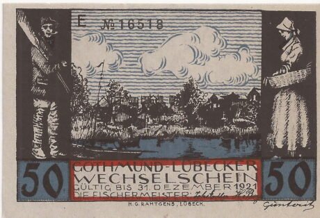 Аверс банкноты 50 fenigów Fischermeister (Niemcy) 1921