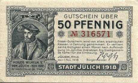 Аверс банкноты 50 пфеннигов (Германия) 1918 года