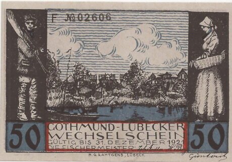 Аверс банкноты 50 fenigów Fischermeister (Niemcy) 1921