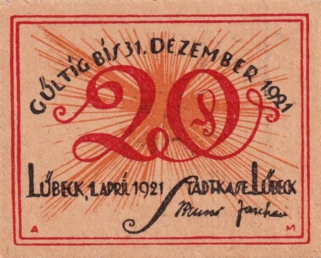 Аверс банкноты 20 пфеннигов (Германия) 1921 года