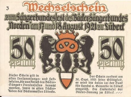 Аверс банкноты 50 fenigów Bäcker-Innung (Niemcy)