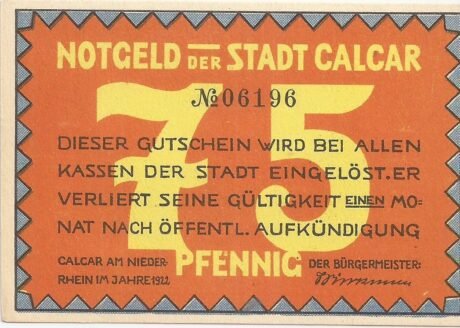 Аверс банкноты 75 пфеннигов (Германия) 1922 года