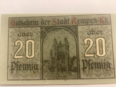 Реверс банкноты 20 fenigów (Niemcy) 1920