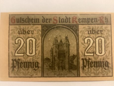 Реверс банкноты 20 fenigów (Niemcy) 1920