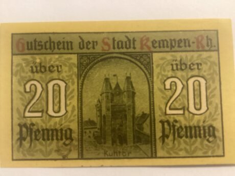 Реверс банкноты 20 fenigów (Niemcy) 1920