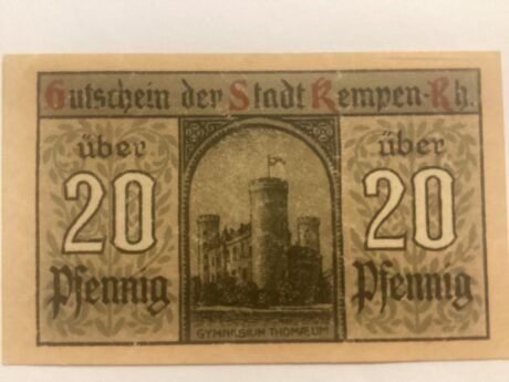 Реверс банкноты 20 fenigów (Niemcy) 1920