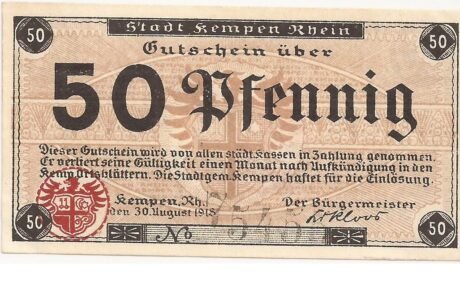 Аверс банкноты 50 fenigów (Niemcy) 1918