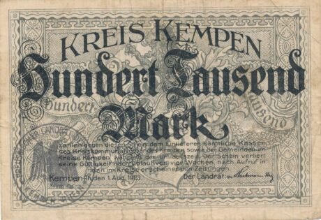 Аверс банкноты 100000 marek (Niemcy) 1923