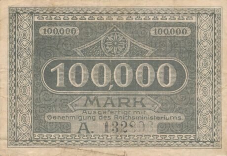 Реверс банкноты 100000 marek (Niemcy) 1923