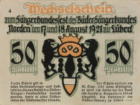 Аверс банкноты 50 fenigów Bäcker-Innung (Niemcy)