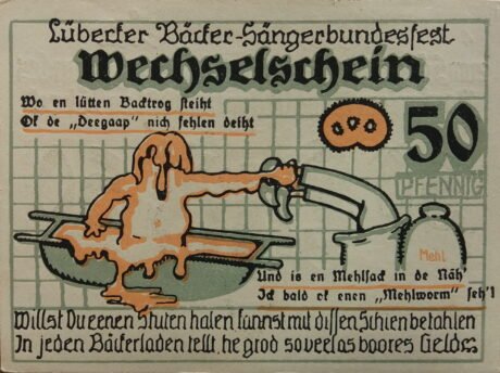 Реверс банкноты 50 fenigów Bäcker-Innung (Niemcy)