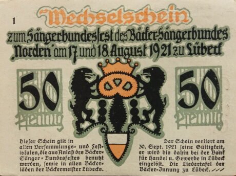 Аверс банкноты 50 fenigów Bäcker-Innung (Niemcy)