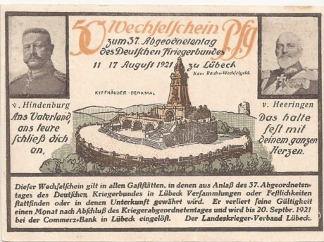 Аверс банкноты 50 fenigów Landeskriegerverband (Niemcy) 1921