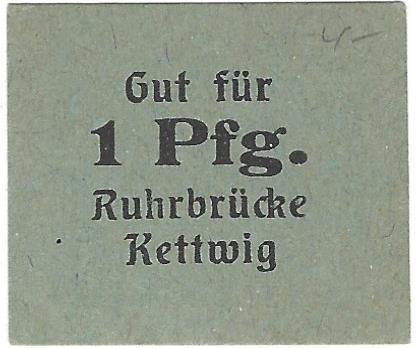 Аверс банкноты 1 fenig Ruhrbrücke (Niemcy) 1921