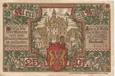 Аверс банкноты 25 fenigów (Niemcy) 1919