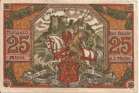 Реверс банкноты 25 fenigów (Niemcy) 1919