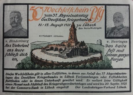 Аверс банкноты 50 fenigów Landeskriegerverband (Niemcy) 1921