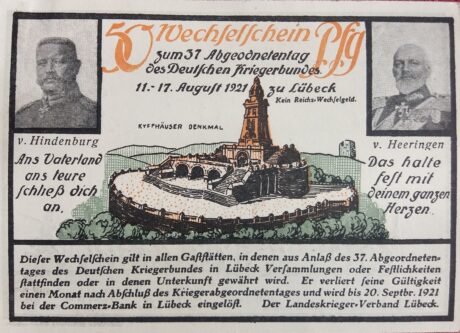 Аверс банкноты 50 fenigów Landeskriegerverband (Niemcy) 1921