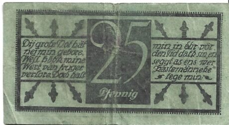 Реверс банкноты 25 fenigów (Niemcy) 1920