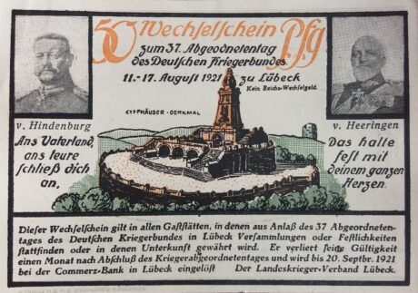 Аверс банкноты 50 fenigów Landeskriegerverband (Niemcy) 1921