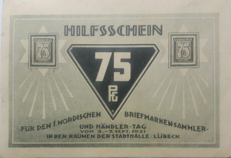 Аверс банкноты 75 пфеннигов Nordischer Briefmarkensammler- und Händler-Tag (Германия) 1921 года
