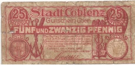 Аверс банкноты 25 fenigów (Niemcy) 1920