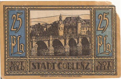 Реверс банкноты 25 fenigów (Niemcy) 1921