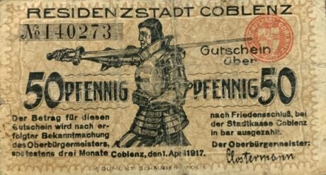 Аверс банкноты 50 fenigów (Niemcy) 1917