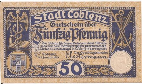 Аверс банкноты 50 fenigów (Niemcy) 1919