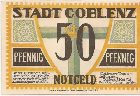 Аверс банкноты 50 fenigów (Niemcy) 1921